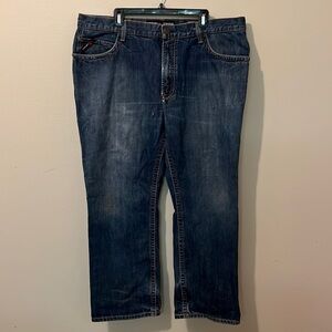 Men’s ARIAT FR M4 Cat 2 2112 Boot Cut Denim Blue Jeans Size 42x30 (GREAT)